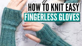 How to knit fingerless gloves for beginners  Really easy pattern you can knit flat [upl. by Hayilaa875]