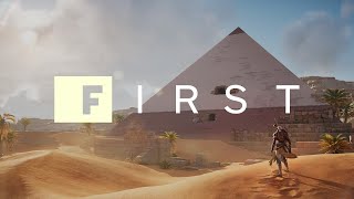 Assassins Creed Origins  Pyramid Giza Climbing Synchronize amp Sliding Down [upl. by Euqram]