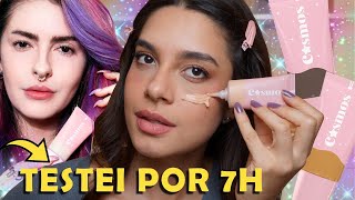 RESENHA da BASE COSMOS de KAREN BACHINI BEAUTY  Testei o tom oliva 😱 [upl. by Denoting895]