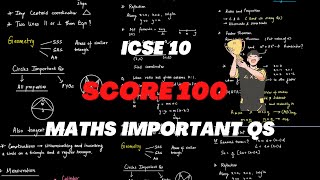 Maths Important Qs✅😎  ICSE 10  SCORE 100🔥🎉 [upl. by Kirwin282]