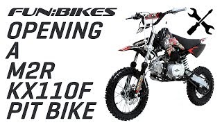 M2R Racing KX110F 110cc 76cm Red Pit Bike  Packaging [upl. by Danielle629]