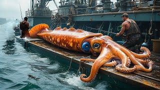 How American Fishermen Catch Millions of Giant Squid Every Day  LongLine Squid Fishing at Sea [upl. by Eamaj919]