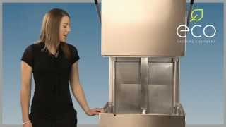 The Hobart Ecomax H602 Hood Dishwasher Details  Eco Catering Equipment [upl. by Waring]