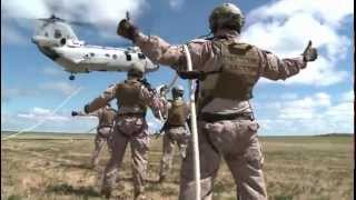 Marines Practice Special Insertion And Extraction From A CH46 Sea Knight Helicopter [upl. by Orapma653]