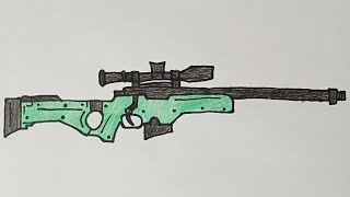 How to Draw an AWP Sniper Rifle  Simple Drawing [upl. by Swee]