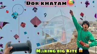 Making Big kite at home 😱 Puri dor badha di  Big kites cutting  Testing New Manjha [upl. by Tarazi]