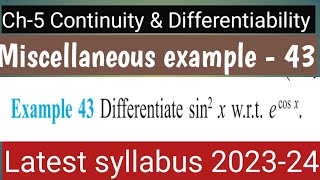 Miscellaneous example 43  Ncert Class 12 Maths  Chapter 5 Continuity and differentiability [upl. by Artcele]