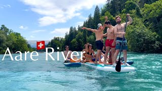 Floating Down Aare River🇨🇭Beautiful route  Swimming in Switzerland Bern  Rafting 2023 [upl. by Kal260]