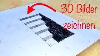 3D bilder zeichnen easy Kunst mega Geschenk Idee Treppe Turm tiefes Loch malen Bleistift Skizze [upl. by Capello517]