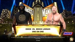 Brock Lesnar vs Omos  WrestleMania  WWE2k24 [upl. by Oludoet]