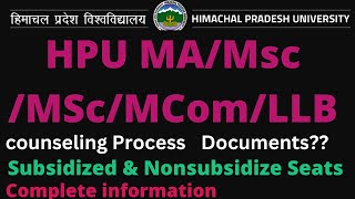 HPU PG 2024 Counseling schedule out Counseling Process I Documents needed I complete Information I [upl. by Nilatak]