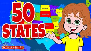 50 States ♫ Rhyming and In Alphabetical Order ♫ Childrens Song by The Learning Station [upl. by Eul188]