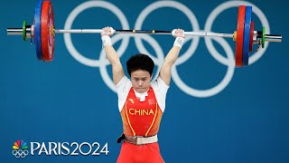 Chinas Hou Zhihui strikes weightlifting gold again in womens 49kg  Paris Olympics  NBC Sports [upl. by Akierdna307]