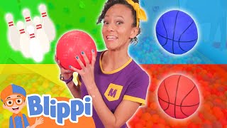 Meekahs Color Bowling Balls  More Ball Pit Games for Kids  Blippi  Learn Colors and Science [upl. by Rednav]