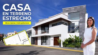 CASA con BUENA DISTRIBUCIÓN en PEQUEÑO TERRENO ESTRECHO  Obras Ajenas  Vs Arquitectura [upl. by Auqined]