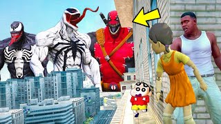 Franklin and Shinchan amp Pinchan play HIDE AND KILL with Squid Game Doll In GTA 5 [upl. by Annehcu]