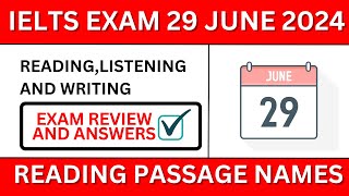 29 June ielts reading and listening answers 29 June 2024 ielts exam review ielts reading answers [upl. by Broome931]