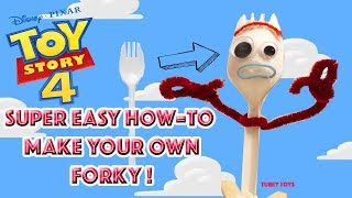 DIY How to Make Forky Toy Story 4 Easy Tutorial Homemade Forky Spork Easy Cheap Craft [upl. by Riay934]