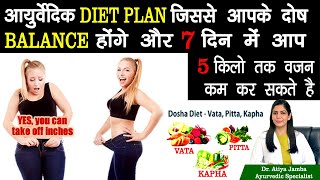 Ayurvedic Diet ChartVataPittaKaphaWeight Loss Diet ChartDr Atiya [upl. by Lona]