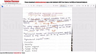 Class 05 Physicochemical Property in Relation to Biological Action Part 01 Medicinal Chemistry [upl. by Odrarebe]