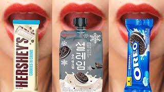 ASMR COOKIES amp CREAM FOOD  HERSHEYS CHOCOLATE PEPERO LOTTE SNOW ICE OREO TYL ICE CONE [upl. by Alberik554]