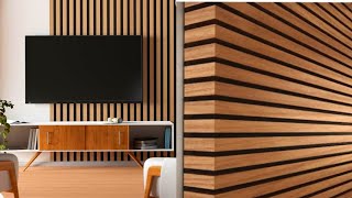 Wood Slat Wall Build Ideas  Vertical Slat Wall TV Unit Design Living Room Wooden Wall Panel Decor [upl. by Sid]