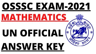 2841 POST OSSSC I MATHEMATICS QUESTION PAPER I OFFICIAL ANSWER KEY I OSSSC MATHEMATICS ANSWER KEY I [upl. by Enneiluj640]