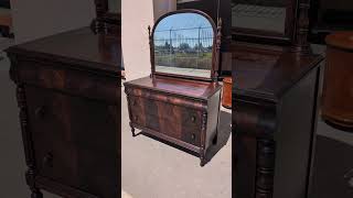 Vintage Flame Mahogany 3 drawer dresser wswivel mirror [upl. by Afihtan]