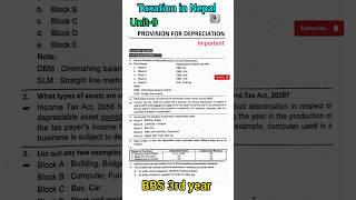 Taxation in nepal unit9  Provision for depreciation  BBS 3rd year taxation bbs3rdyear exam [upl. by Heyde]