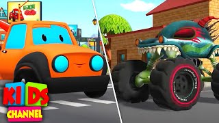 Road Rangers Vs Haunted House Monster Truck  Car Cartoon Videos for Kids [upl. by Peltier]