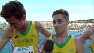 IAAF World Relays Bahamas 2014  Mixed Zone 15 Laps Australia Men Final [upl. by Htebiram]