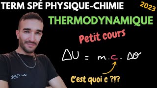 TERM SPÉ PHYSIQUE CHIMIE THERMODYNAMIQUE COMPRENDRE LA CAPACITÉ THERMIQUE MASSIQUE c [upl. by Studdard]