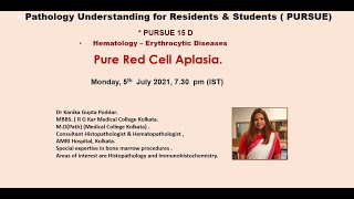 Pursue 15 D Uploaded Hematology – Erythrocytic Diseases Pure Red Cell Aplasia [upl. by Anolahs]