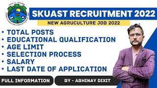 SKUAST Recruitment 2022 SKUAST Programme AssistantFarm manager Vacancies 2022Agriculture Job 2022 [upl. by Sateia]