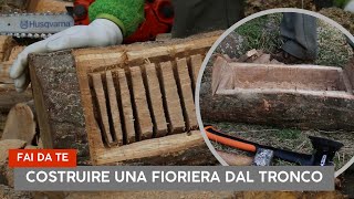 Come costruire una fioriera stile Trentino da un tronco  toeletta antica e bidone ASMR Ep 43 [upl. by Ahsilrac]