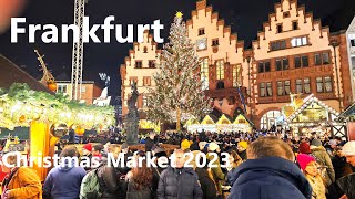 Frankfurt Christmas Market 2023 with Festive Stalls Food amp Decoration Germany [upl. by Yvel90]