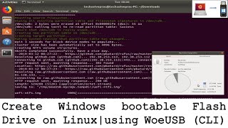 Windows Bootable Flash Drive on Linux using WoeUSB CLI  Method 1 [upl. by Vinny]