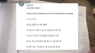 Choose two ordered pairs that will satisfy the inequality Learning Task 2 [upl. by Aninaj]