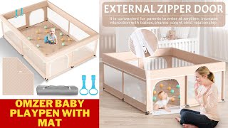 Omzer Baby Playpen with Mat  Playpen for Babies and Toddlers  Safety Playard for Baby with Gate [upl. by Kirstyn]