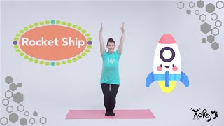 Rocket Ship Chair Pose amp Star Pose  Kids Yoga Music and Mindfulness with Yo Re Mi [upl. by Eppie]