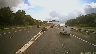 M65  M61 Jct Despite loads of time to get in lane driver cuts across hatching 🤷‍♂️ [upl. by Anaile]