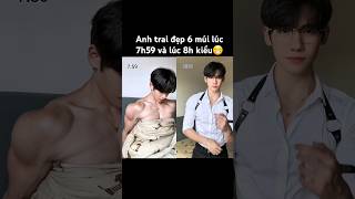 Anh trai đẹp 6 múi lúc 7h59 và lúc 8h kiểu handsome muscle short boy xuhuong traidep mêtrai [upl. by Ilellan]