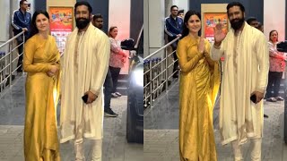 Katrina Kaif With Vicky Kaushal Spotted At Kalina Airport Back from Ayodhya Ram Mandir inauguration [upl. by Meryl]