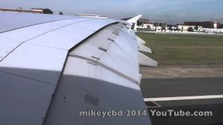 A380 Wing View Seat 69k Take Off LHR DXB 05OCT14 Qantas [upl. by Handler]