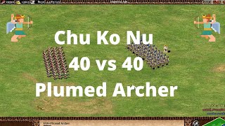 AOE 2  Elite Chu ko Nu vs Elite Plumed Archer [upl. by Anivlac]