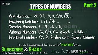 Types of Numbers Part 2 Real Imaginary Complex Rational and Irrational Numbers [upl. by Cowey]