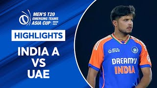 Highlights India A won by 7 wickets against UAE  Match 8  EmergingAsiaCupOnStar [upl. by Masuh]