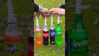 Coke vs Pepsi vs Fanta vs Sprite or  Who Is Stronger with Mentos 🔥 cocacolavsmentos mentos [upl. by Hgielah]