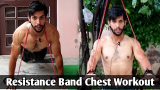 Chest Workout with Resistance Band  Chest Workout At Home Saini Fitness Home [upl. by Nylssej741]