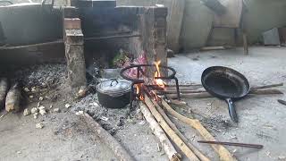 Outdoor Cooking Rice Over an Open Flame [upl. by Yleek]